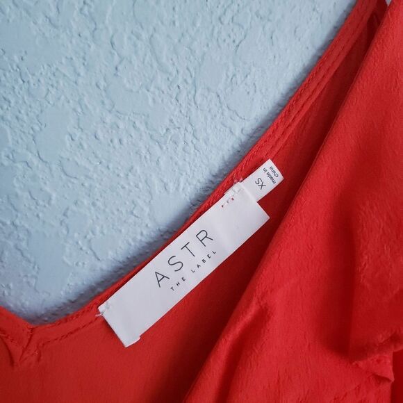 ASTR Red Ruffle Cold Shoulder Dress - Picture 5 of 9